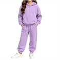 thumbnail image 2 of BRGZLK Boys Girls Hoodie Sweatsuit Set Trendy Solid Color Long Sleeve Half Zip Pullover Sweatshirt and Sweatpants Comfort Warm Tracksuit Fall Winter Clothes for Daily Wear 2026 Purple 9-10 Years, 2 of 7