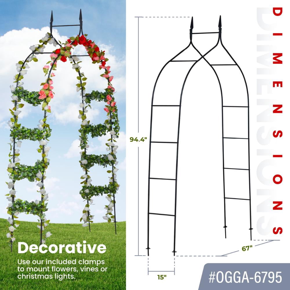 Machrus Ogrow Wedding Garden Arch - Decorative Garden Arbor Trellis for Climbing Plants, Lawn Patio Arch Stand - Metal Backdrop Arch