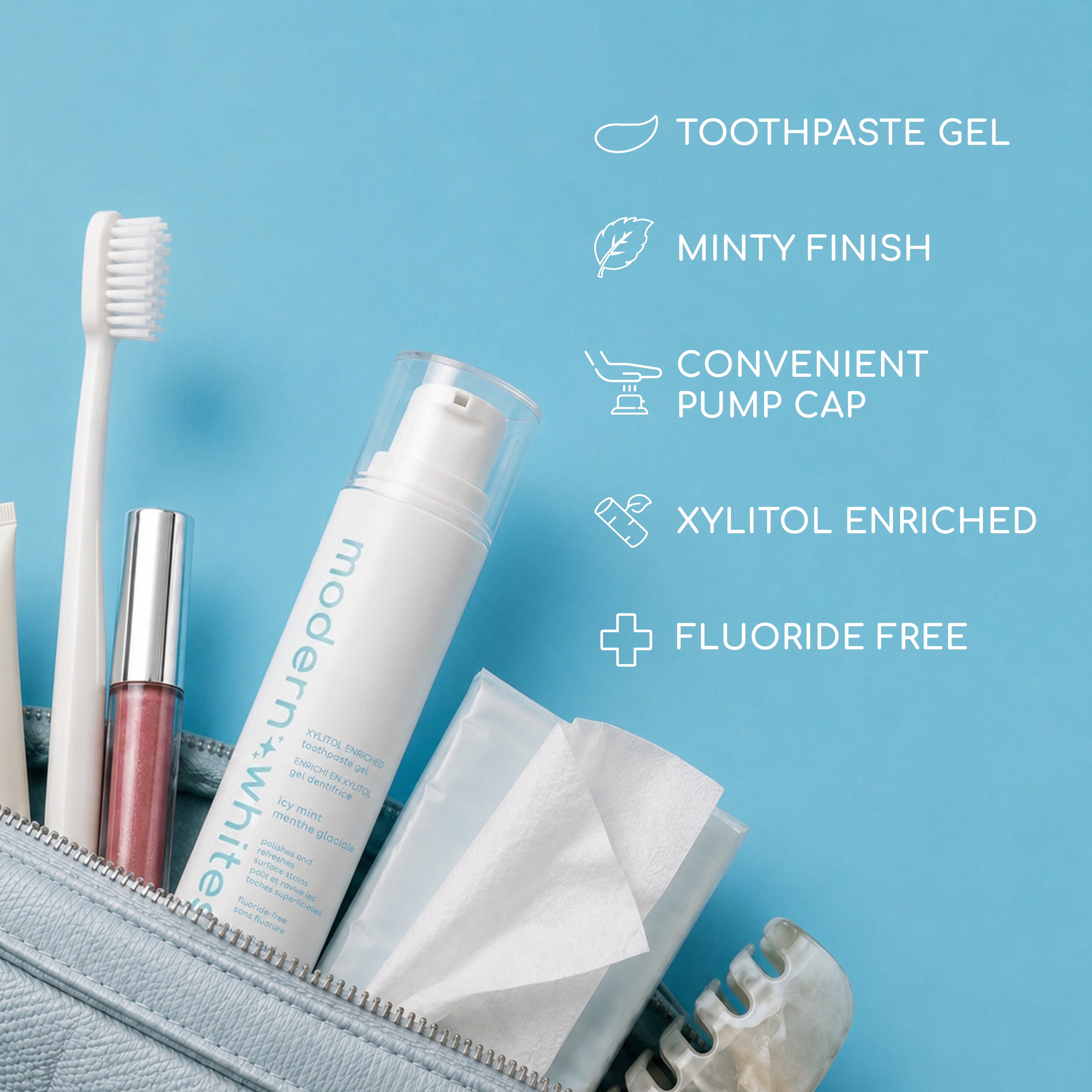 Modern Whites Whitening Toothpaste Gel, Icy Mint, Xylitol Enriched, Fluoride-Free, 50 ml