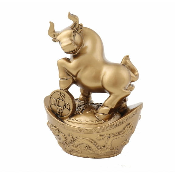 Golden Ox Statue on Ingot for Year of Ox 2021