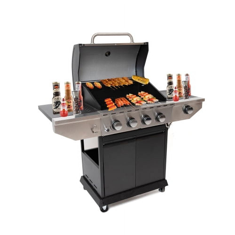 SSJL Outdoor Grill 4-Burner Stainless Steel Propane Gas Grill with Side Burner