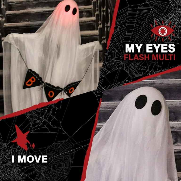 2 Pezzi Fantasmi Peluche Di Halloween – Decorazioni Boo Ghost Con Bandiera, Ornamenti Da Tavolo, 25 Cm, Per Atmosfera Autunnale - 2