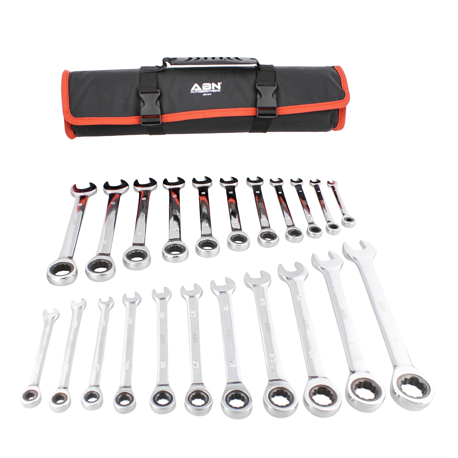 ABN Piece Ratcheting Wrench Set with Metric & Standard Sizes, Zero