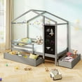 thumbnail image 2 of Costway Twin House Bed with 2 Storage Drawers Solid Wood Platform Bed with Blackboard Gray, 2 of 10