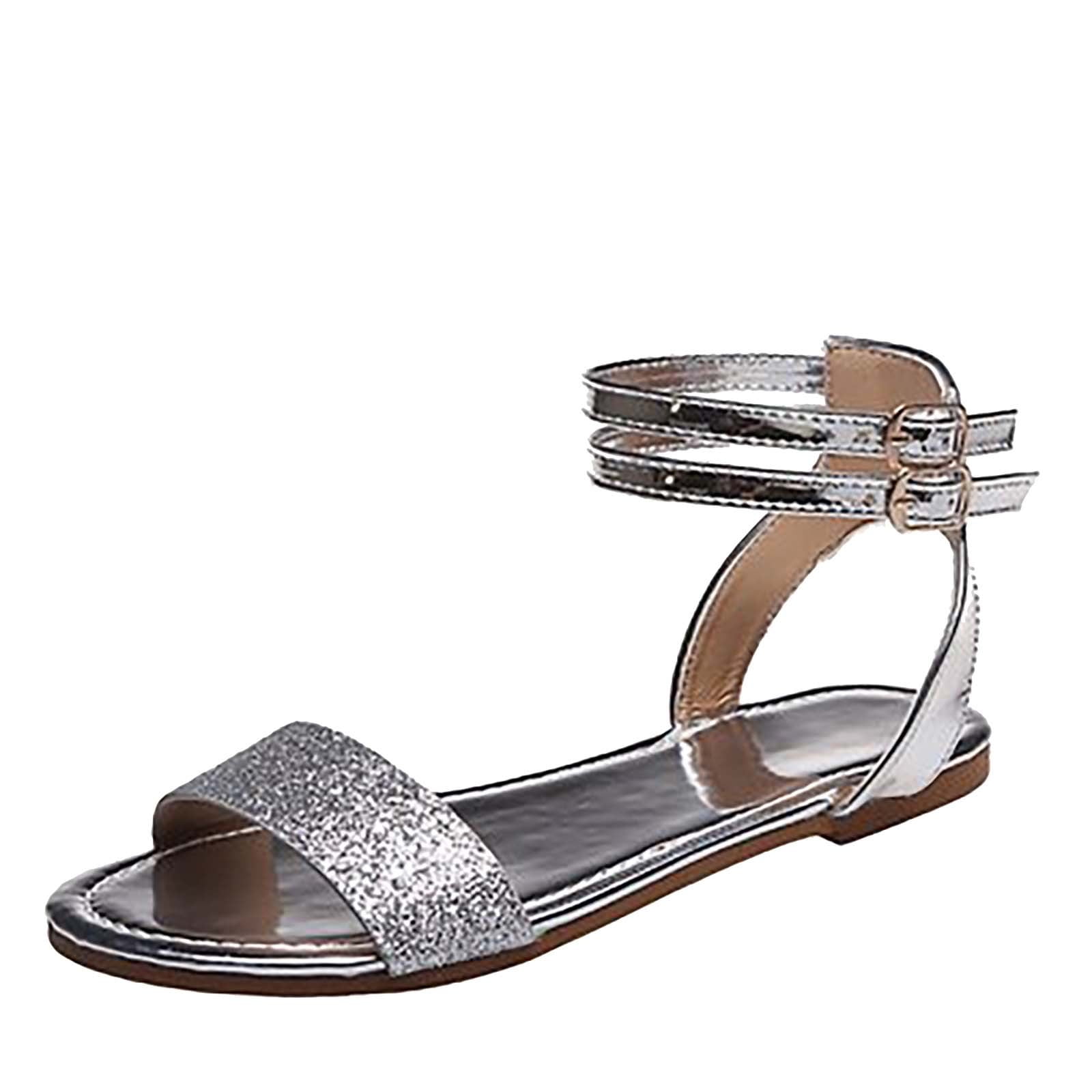 ladies diamante shoes Sandal House womens buckle glitter kitten heel casual new 
