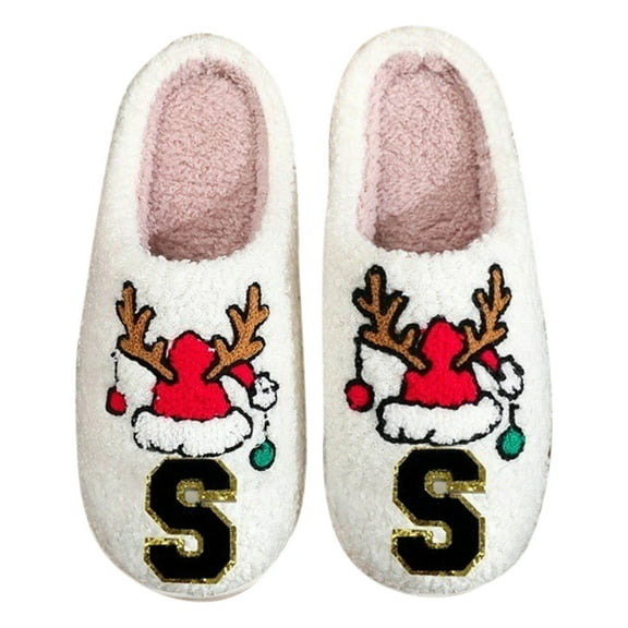 Men's Slipper Letter Slippers Cozy Shoes Winter Warm Indoor Footwear Couples Breathable Comfortable Ideal Holiday