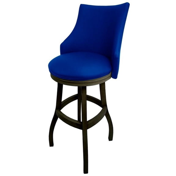 Tobias Designs 34" Wood Extra Tall Bar Stool in Duke Blue/Shadow