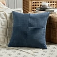 thumbnail image 3 of Fancy Homi 2 Packs Dusty Blue Euro Decorative Throw Pillow Covers 26x26 inch for Bedroom Couch Bed, Rustic Farmhouse Boho Home Decor, Soft Corss Corduroy Patchwork Textured Cushion Case 66x66 cm, 3 of 8