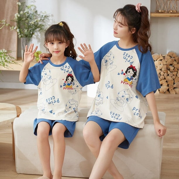 Ropa de dormir Kawaii Sanrioed para niños, lindo Anime Cinnamoroll Kuromi Mymelody, pijama de algodón de manga corta, traje de casa para mujer, verano, nuevo