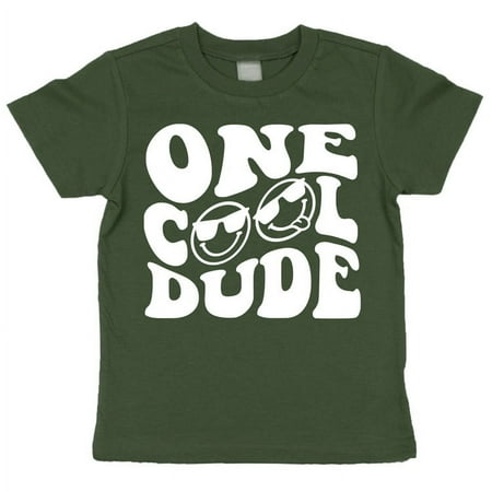 

One Cool Dude Retro Boys First Birthday Shirt & Bodysuit for Boys Military Green Shirt 12 Months