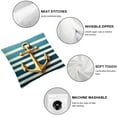 thumbnail image 4 of GOSMITH Nautical Decorative Stripes and Gold Anchor Pattern Pillowcase 2-Pack Short Plush Pillowcase White, 4 of 6