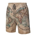 thumbnail image 5 of Kdxio The World is Hemisphere Pattern Mens Casual Shorts - Drawstring Summer Beach Sports Shorts for Men, 5 of 9