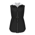 thumbnail image 5 of Women's Long Winter Lapel Vest Plain Quilted Vest Warm Lined Long Vest Outdoor Winter Vest Sleeveless Winter Jacket Women's Vests Vest With Drawstring And Pocke Womens Snow Coats Womens plus Jackets, 5 of 6
