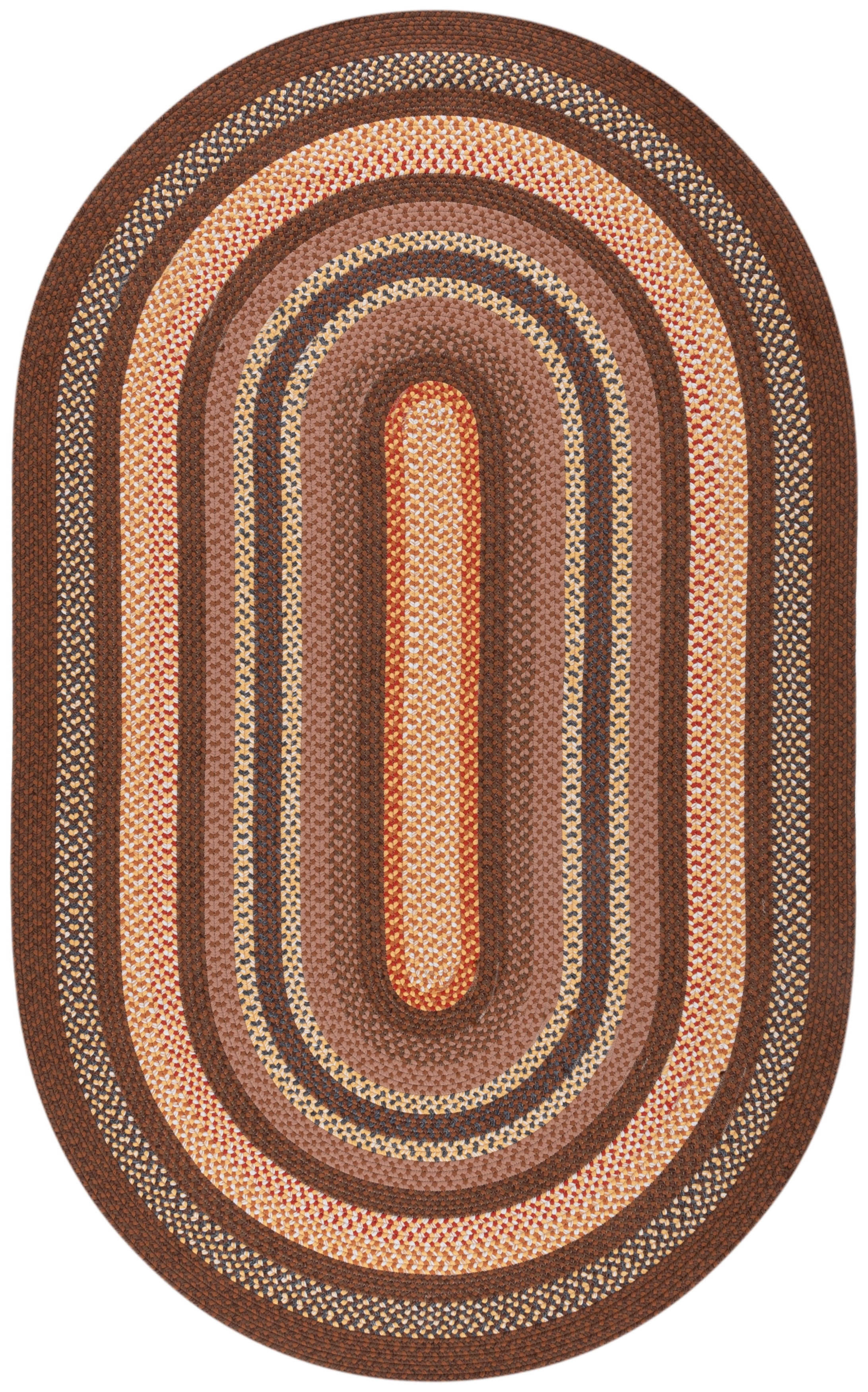 Safavieh Braided Angel Bordered Machine Washable Reversible Area Rug, Brown/Light Brown, 6' x 9' Oval