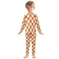 thumbnail image 6 of FORMRS Long Sleeve Top and Pants Pajama Set for Niños 2-Piece Sleepwear, Sizes 18M-8Y, Rusty Orange Plaid, 6 of 6