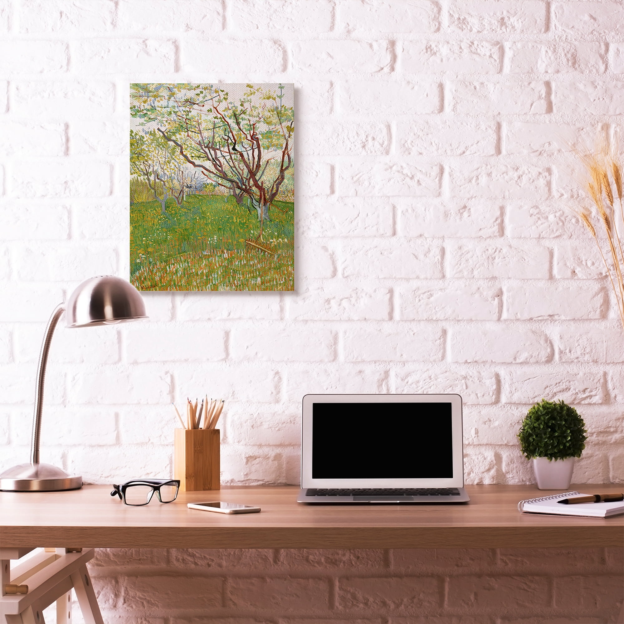 Stupell Home Décor Orchard Field Green Brown Classical Painting Canvas Wall Art by Vincent Van Gogh