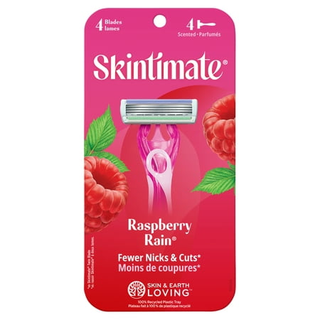 Skintimate Raspberry Rain Scented Razors, 4 count
