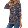 thumbnail image 2 of Fantaslook Womens Tops 3/4 Sleeve with Buttons Dressy Casual Blouses Summer Shirts Beach Vacation Trendy Clothes, 2 of 8
