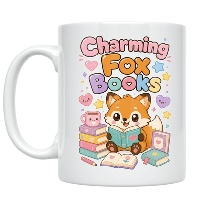 Charming Fox Books Design - Book Lover - 11 oz Ceramic Coffee Mug