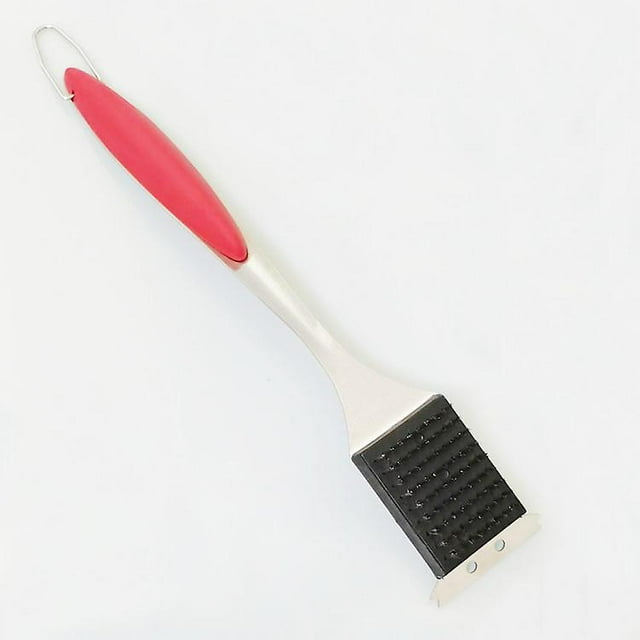 Brosse et Grattoir pour Gril BBQ en Acier Inoxydable de 41 cm - Manche Long Sans Poils, Trousse de Nettoyage pour Gril BBQ en Acier Inoxydable pour Grils Infrarouges au Gaz et au Charbon