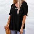 thumbnail image 2 of Top con abertura lateral para mujer camisetas lisas con estilo informales de verano ropa de diario holgada con cuello en V FLhrweasw Nuevo, 2 of 7
