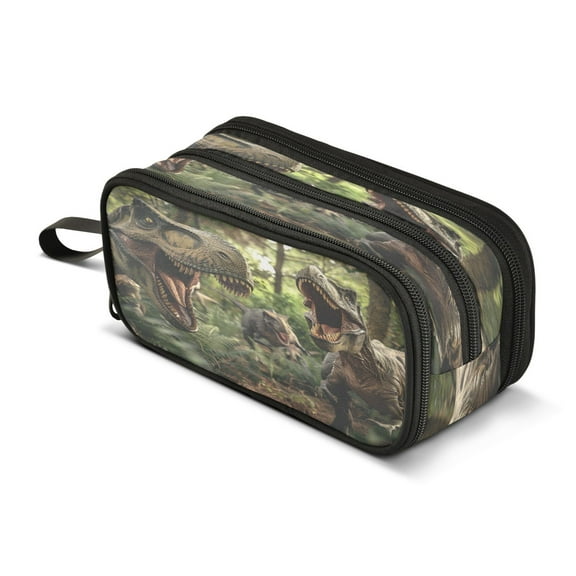ALAZA Dinosaurs in The Forests Pencil Case Bag 3 Compartment Pen Pouch Large Storage Holder Box Organizer