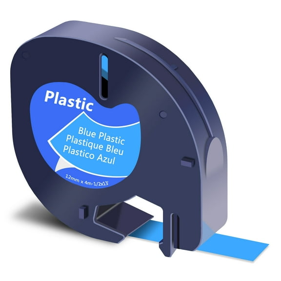 GREENCYCLE 1PK Compatible for DYMO LetraTag Refills 91335 12mm Black on Blue Plastic Label Maker Tape
