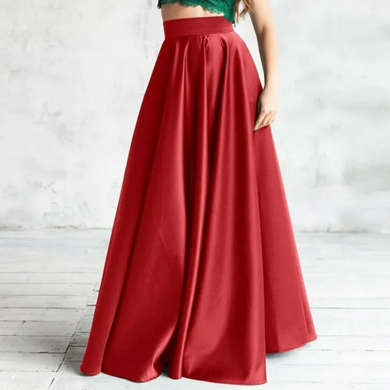 Women A-Line Pure Color Long Skirt 4090 Women A-Line Pure Color Long Skirt 4090