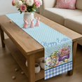 thumbnail image 6 of Easter Table Runner 72 Inches Long for Kitchen Dining, Gnomes Colorful Dots Eggs Truck Flowers Blue Plaid Dresser Scarf Farmhouse, Dining Table Decorations for Wedding/Parties, 13 x 72 In, 6 of 8