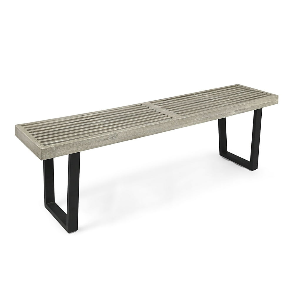61.75" Gray and Black Contemporary Rectangular Outdoor Patio Dining