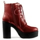 thumbnail image 5 of Botines tacón grueso con Cordón Y cremallera para Mujeres Allegra K Rojo 37, 5 of 7