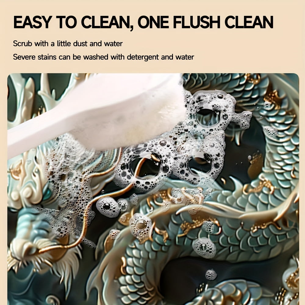 1pc, Dish Drying Pad, Dragon Pattern Washing Machine Dust Cover Pad, Washstand Drain Mat, Soft Faucet Absorbent Mat, Washstand Cup Mat, Kitchen Accessories, Bathroom Accessories