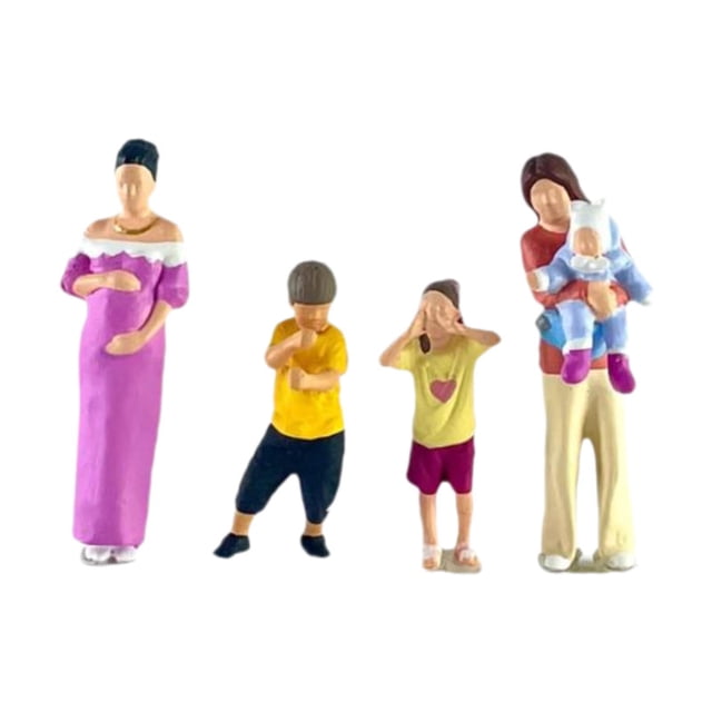 Figuras de diorama a escala 1:64, figuras de personas, juego de fotos realistas de jardín de hadas Conjunto para cuatro personas