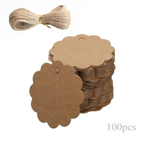 Gift Tags 100PCS Price Tags with 20m Jute Twines for  Arts Crafts Decoration（2.36in）