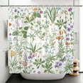 thumbnail image 4 of SUNOLIFE Spring Floral Shower Curtain,Flowers and Plants Herbs Fabric Bathroom Curtain with Hooks,72x72 in, 4 of 4