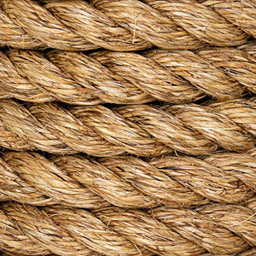 Tan Brown Natural Rope Thick Heavy Duty Rustic Outdoor Cordage for Craft - SGT KNOTS 3/8 in x 10 ft Dock Twisted Manila Rope Hemp Rope Climbing Decorative Landscaping 