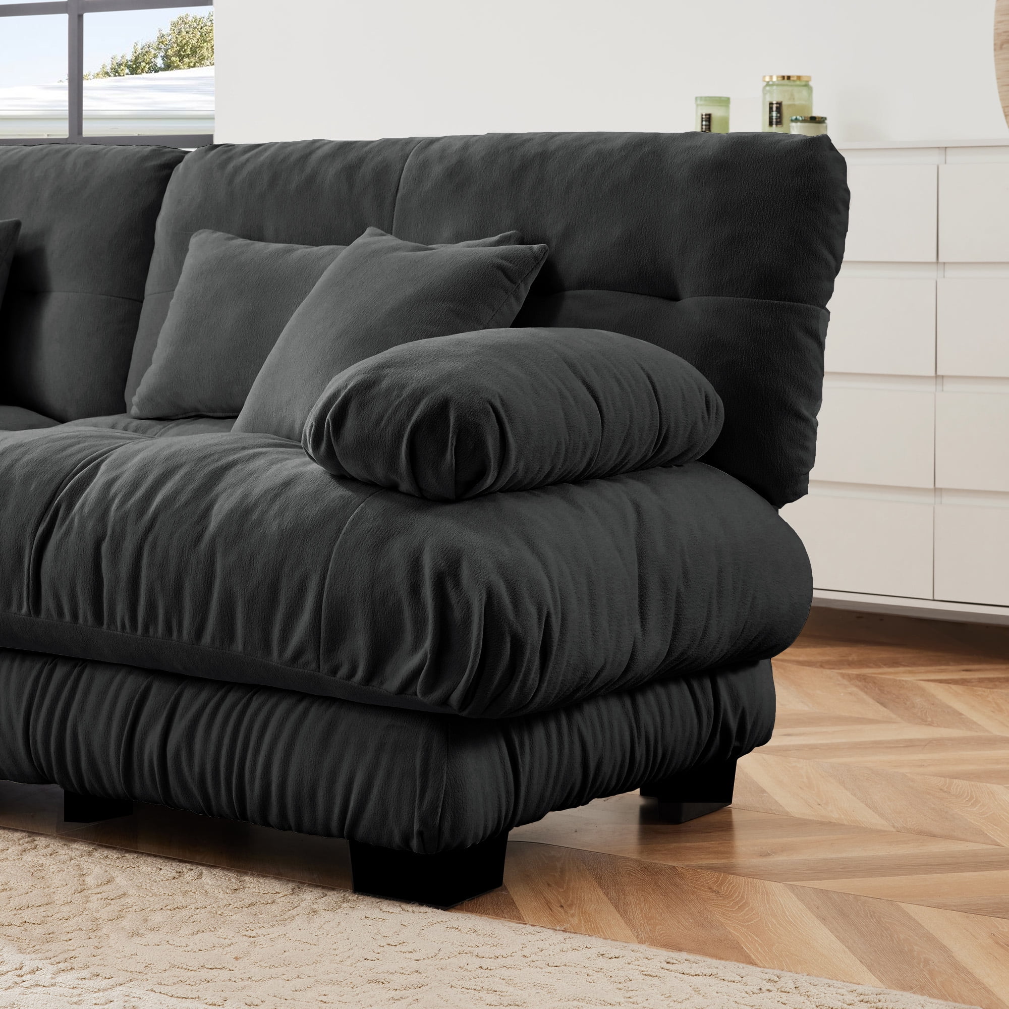 MAYEERTY 173.2in 4-Seater Sectional Sofa Modular Deep Seat Sofa Couch , Chenille Sofa for Living Room, Apartment, Studio, Office, Gray
