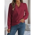 thumbnail image 4 of Blusa Plisada de Larga con Cuello en V para Mujer, Ideal para Oficina Rojo XXL, 4 of 8