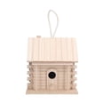 thumbnail image 1 of Casa de madera para pájaros colgante, cabaña de troncos para pájaros, decoración exterior e interior de la casa., 1 of 14