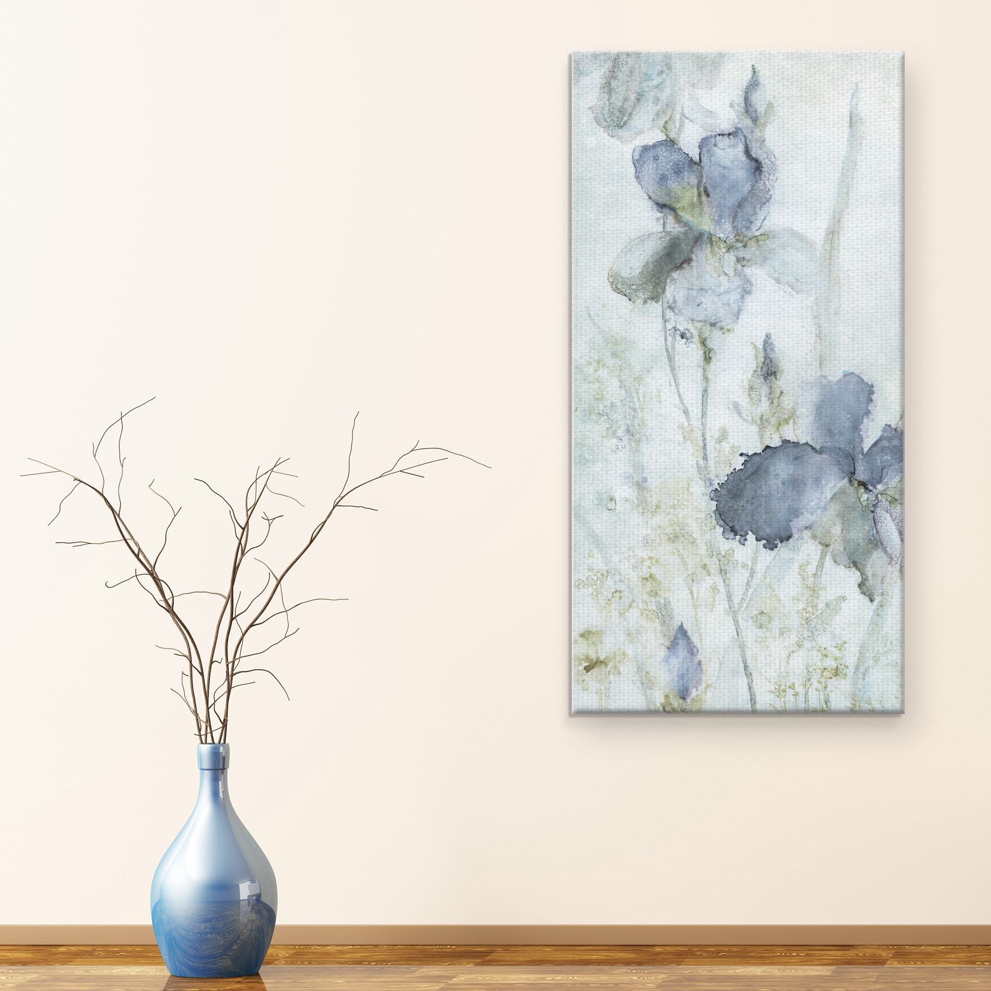 Masterpiece Art Gallery Morning Iris Blue by Carol Robinson Canvas Art Print 24" x 48"