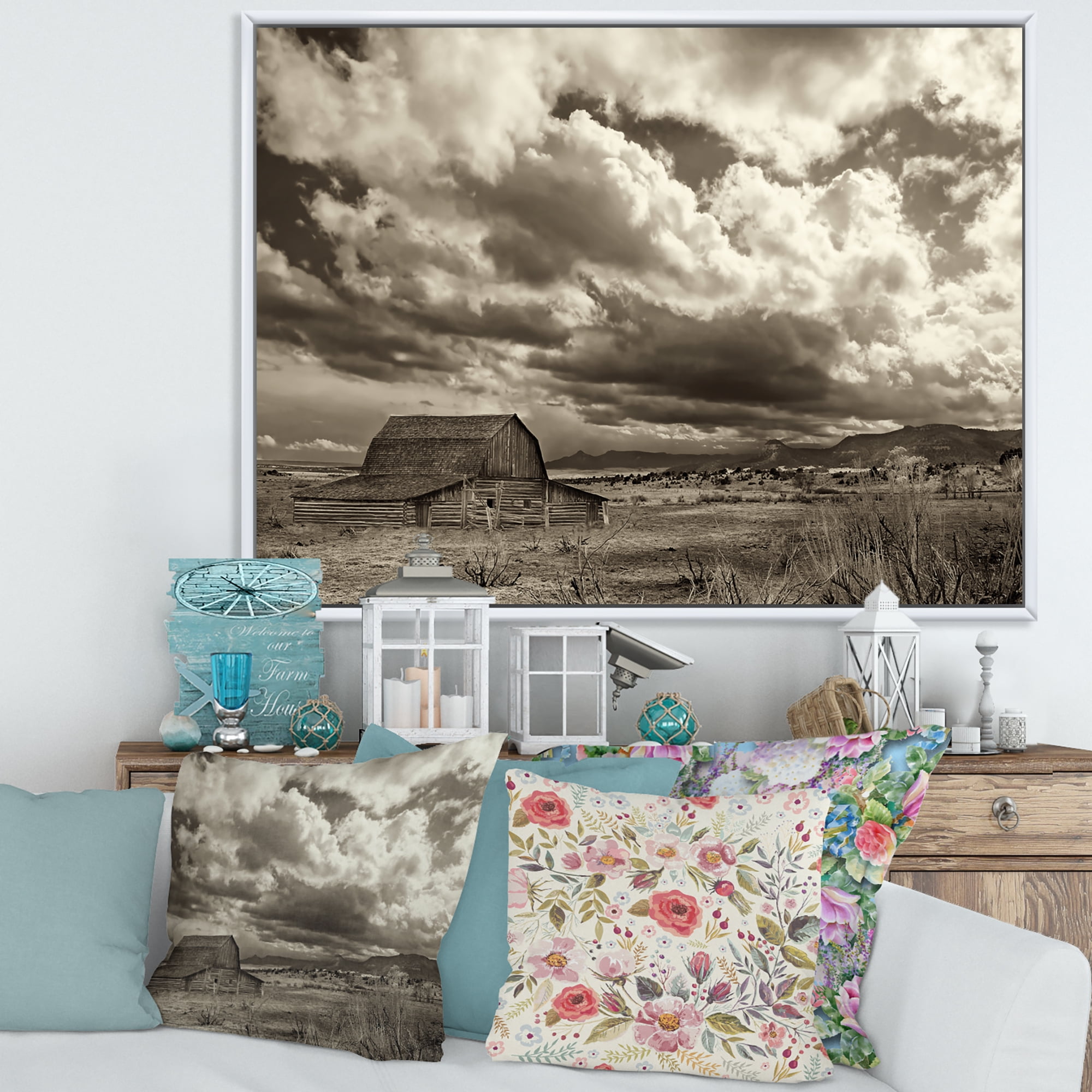 Designart 'Clouds After The Rain On The Prairie' Traditional Framed Canvas Wall Art Print