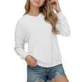 thumbnail image 2 of MAIHAN Oversized Girls Hoodies - Cute Drop Shoulder Sweatshirts with Pocket, Loose Fit Long Sleeve Pullover for Teen Girls, Casual Comfortable Top (White,5-6 Years), 2 of 5