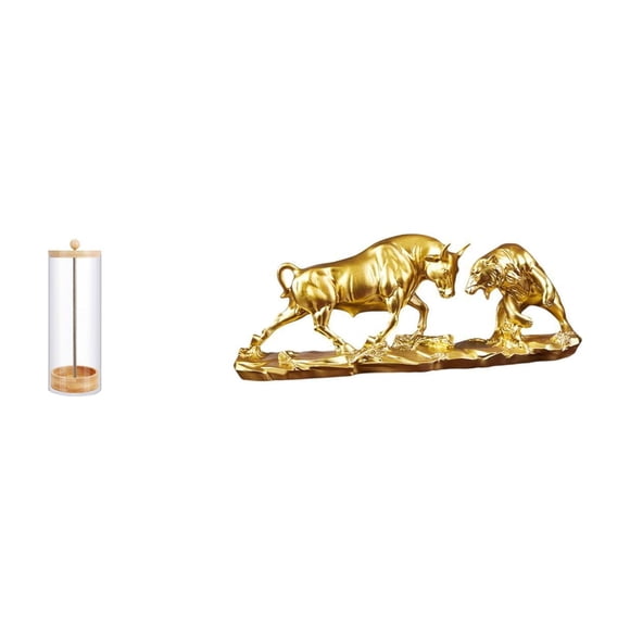 Dispensador De Pajitas, Organizador Para Mostrador, Brochas De Maquillaje, Recipiente Transparente, Pajita Reutilizable, Figura De Toro, Oso Feng Shui, Obra De Arte Moderna, Escultura De Vaca