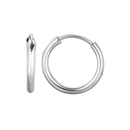 Las 14k White Gold Round Endless Hoop Earrings 1mm 10mm Las 14k White Gold Round Endless Hoop Earrings 1mm 10mm