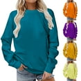 thumbnail image 6 of nerohusy Womens Sweatshirts Crewneck Long Sleeve Sweatshirt Fall Causal Loose Fit Pullover Tunic Top Basic Solid Color Plain Light Blue,L, 6 of 6