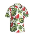 thumbnail image 2 of Uemuo Watermelons Printed Regular Fit Short Sleeve Casual Hawaiian Shirt for Men,Aloha shirt,Tropical shirt,Floral print shirt,Vacation Beach shirt-Medium, 2 of 9