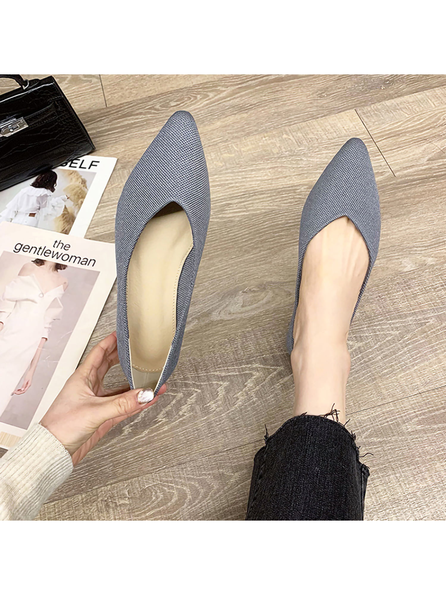 Womens Casual Pointed Toe Flats Comfort Classic Slip On Shoes 