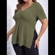 thumbnail image 4 of Blusas de Talla Grande para Mujer, Informales, con Cuello en V, Corta y Dobladillo Dividido, para Verano. Verde 5XL, 4 of 8