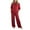 Red, variant on Casual Workout Two Piece Outfits Long Sleeve High Waist Fold-over Flare Flared Leggings Pants Tracksuit Sets Streetwear
