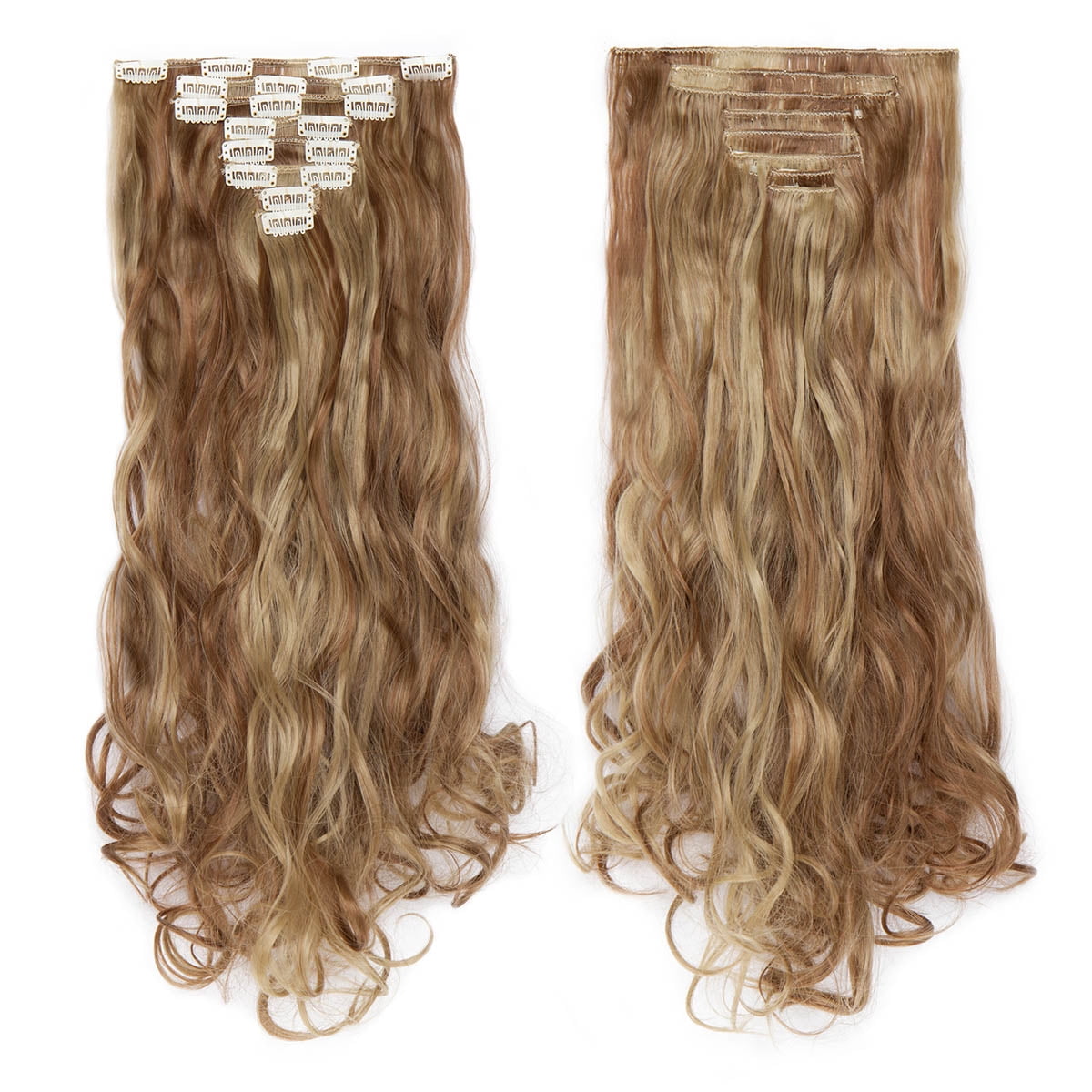 S-noilite 24" Curly Wave Clips in Synthetic Hair ...